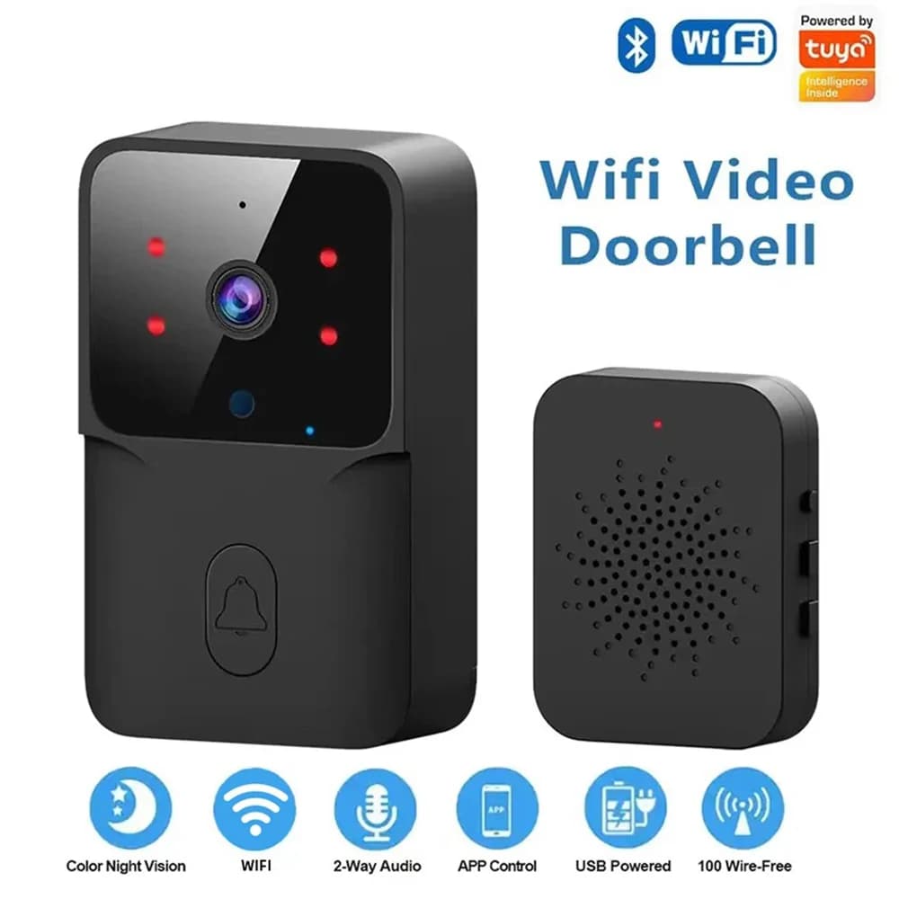 جرس باب WiFi من Tuya، لاسلكي، يعمل بالبطارية DC/AC، كاميرا جرس مع حزمة Alex Google، كاميرا جرس باب فيديو