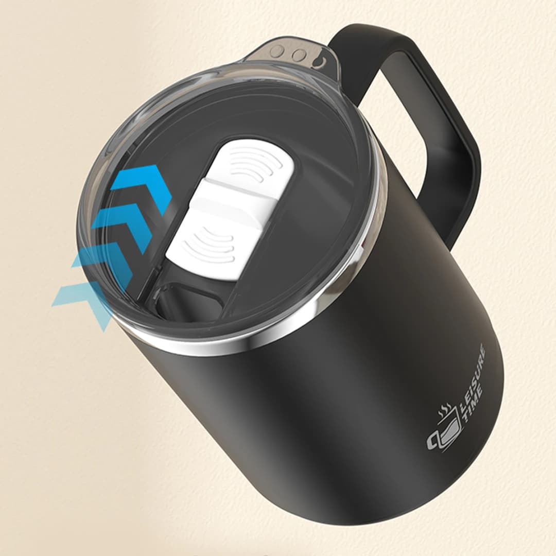 كوب قهوة معزول بجدار مزدوج من الفولاذ المقاوم للصدأ 304 مع مقبض كوب ماء محمول محكم الغلق سعة كبيرة كوب شرب - 6