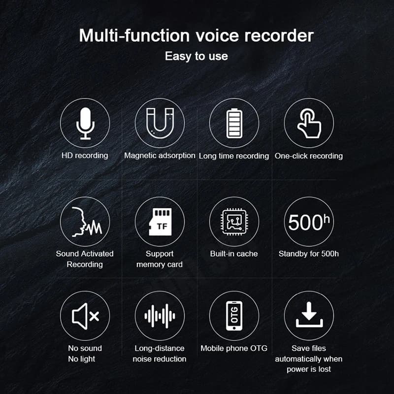 Mini voice activated recorder 500 hours digital recording device professional sound dictaphone audio micro record portable small - 3