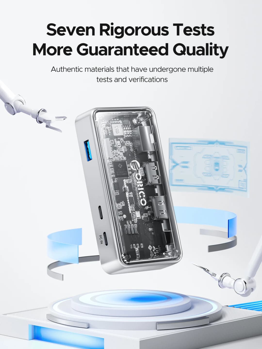 ORICO 10Gbps USB C HUB 4K60Hz Type-C to HDMI-compatible USB 3.0 Adapter Metallic Docking Station for Macbook iPad Pro Laptop Hub - 5