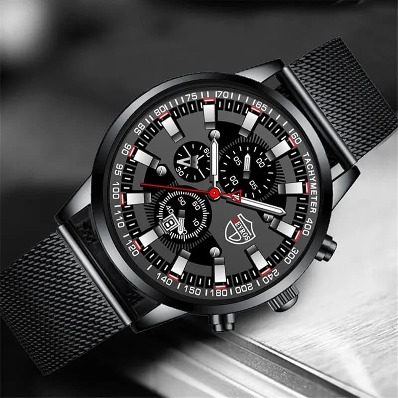 ساعة معصم رجالية فاخرة من DEYROS، كوارتز، تقويم، ساعة رياضية عصرية، هدية للرجال - 5