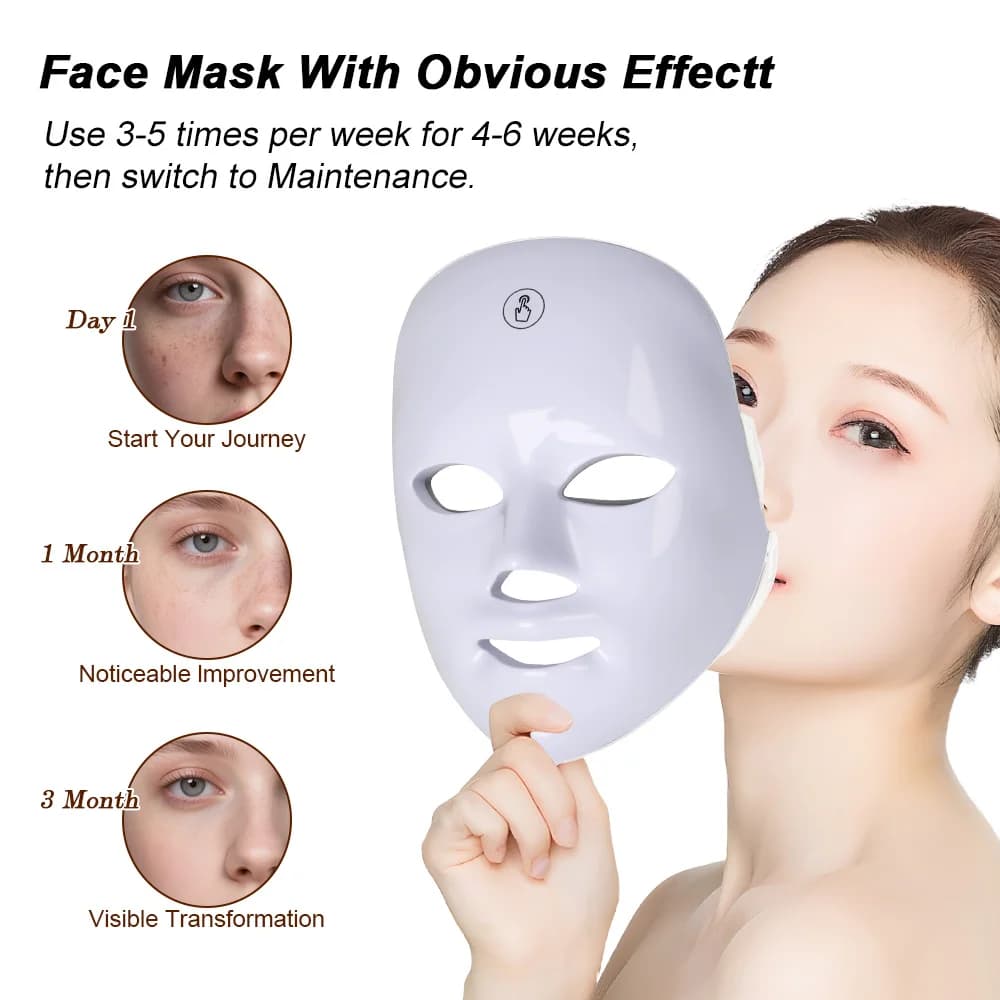 قناع الوجه LED بتقنية الفوتون والضوء الأحمر، لمكافحة حب الشباب، إزالة التجاعيد، تجديد البشرة، تبييض، وأجهزة تجميل الوجه - 6