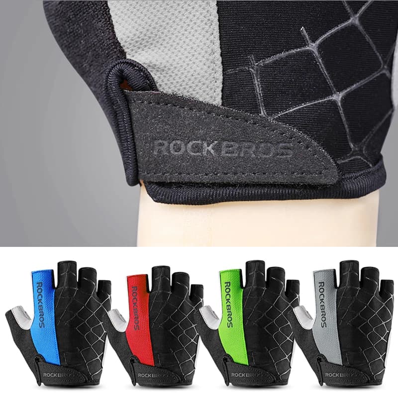 ROCKBROS Cycling Bike Gloves Half Finger Shockproof Breathable MTB Mountain Bicycle Sports Gloves Men Women Cycling Short Gloves - 4