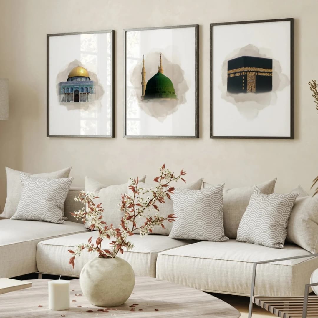 1/3pcs Islamic Dome of The Rock Canvas Print Poster Modern Abstract Ramadan Muslim Art Prints Bedroom Wall Art Home Decor - 2