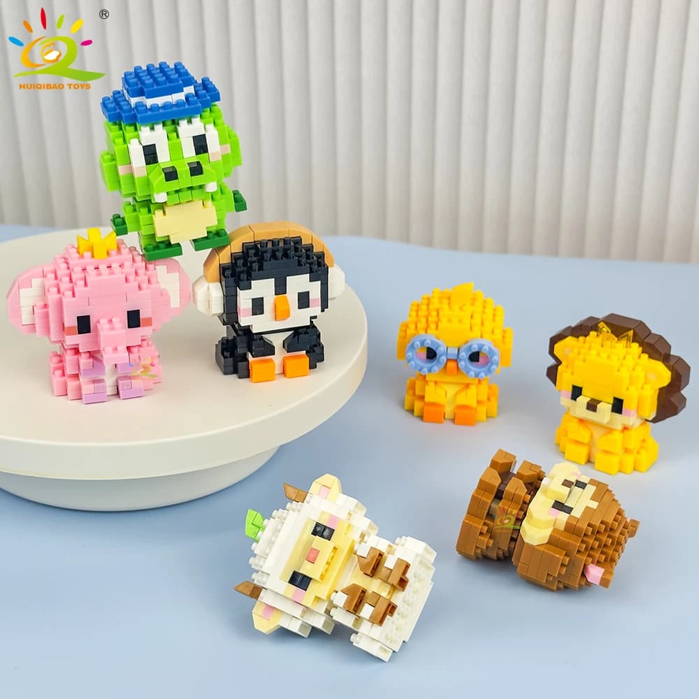 HUIQIBAO Mini Cute Anima Micro Building Blocks 3D Diamond Model LION Bricks DIY City Construction Toys for Children Kids Gift - 3