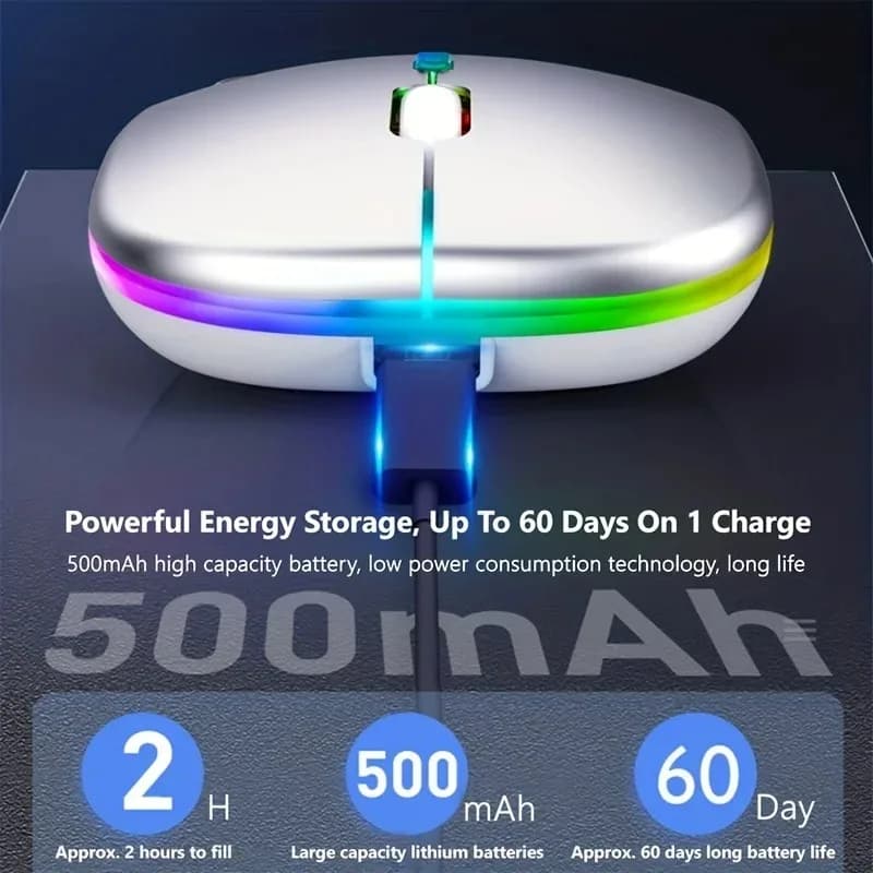 Bluetooth 2.4G USB Wireless Mouse Ergonomic Silent Gaming Mouse Portable Rechargeable RGB Backlight Mouse For Computer Laptop PC - 4