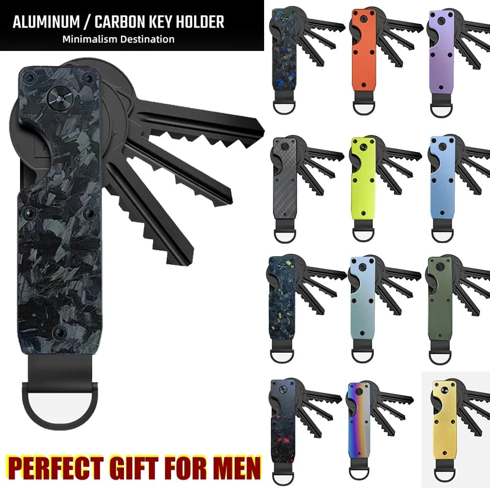 منظم المفاتيح حامل المفاتيح المدمج سلسلة المفاتيح المعدنية البسيطة حامل المفاتيح لسلسلة المفاتيح يؤمن 1-5 مفاتيح