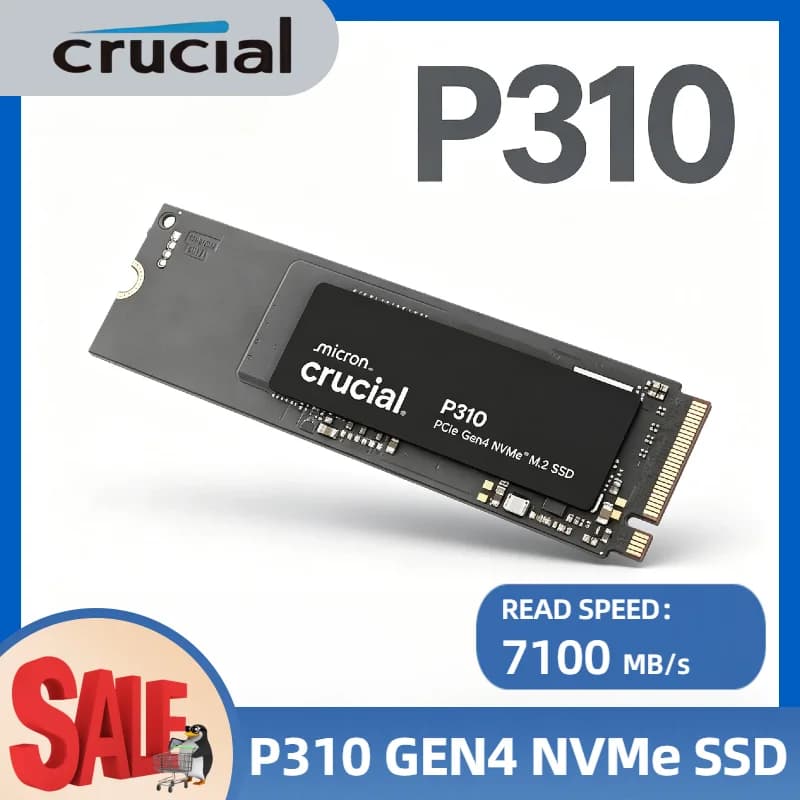 قرص صلب داخلي كروشيال P310 بسعة 1 تيرابايت/2 تيرابايت، واجهة M.2 PCIe Gen4، تقنية NVMe، سرعة تصل إلى 7100 ميجابايت/ثانية، حزمة OEM ماكس برو