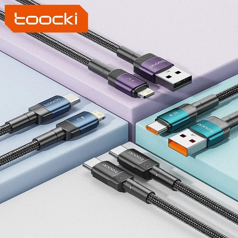 كابل شحن سريع يو اس بي نوع سي من Toocki - متوافق مع ايفون وهواوي وريال مي وون بلس - 5