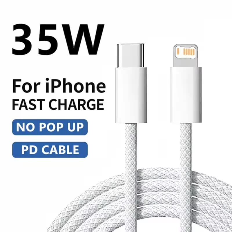 1m 2mPD Braided 35W Fast Charge Cable For iPhone 13 14 Pro Max 11 12 mini X XR XS Max 7 8 Plus Quick Charging USB-C Data Cables - 4