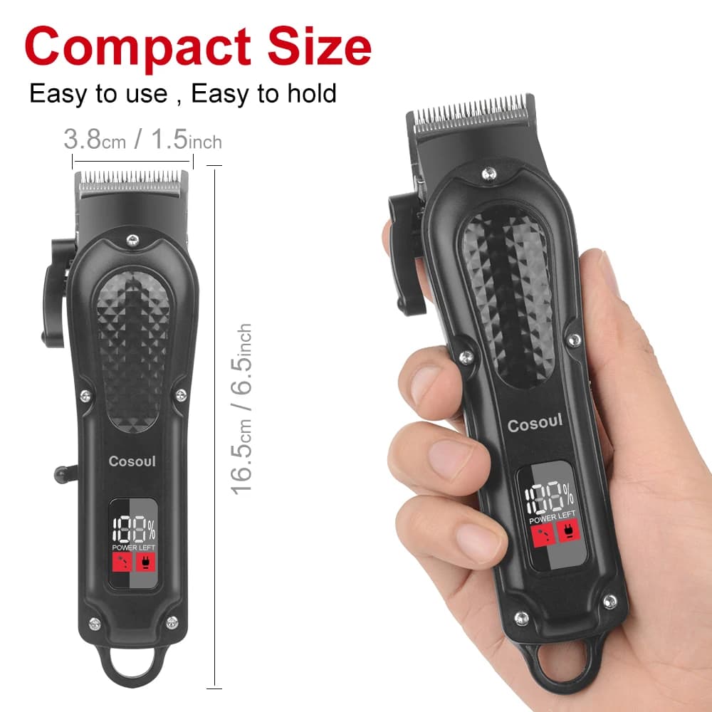 Cosoul Hair Clipper Compact Size Hair Trimmer Electric Beard Trimmer LED Display Hair Length Adjustable Big Capacity Battery - 6
