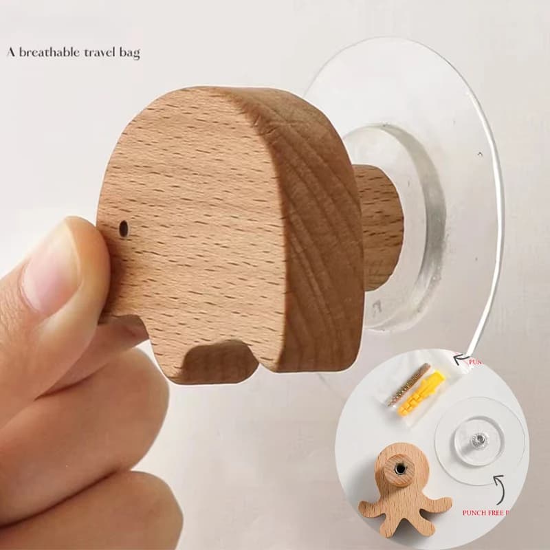 Wooden Drawer Hooks Room Decor Animal Hook Wall Keychain Coat Hook Home Wardrobe Cute Wood Hook Hanger Kitchen Accessories - 3