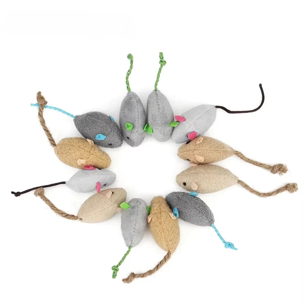 5pcs Rattle Cat Mouse Toys Also Prefilled Catnip Faux Fur Cat Mice Toys Interactive Cat Game Catnip Toys for Indoor Cats toy - 3