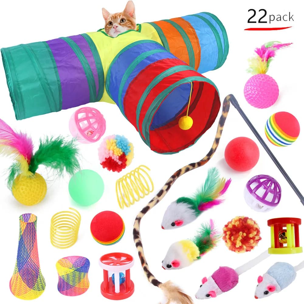 DualPet Kitten Toys Variety Cat Toy Combination Set Cat Toy Funny Cat Stick Sisal Mouse Bell Ball Cat Supplies 20 Piece Set - 5