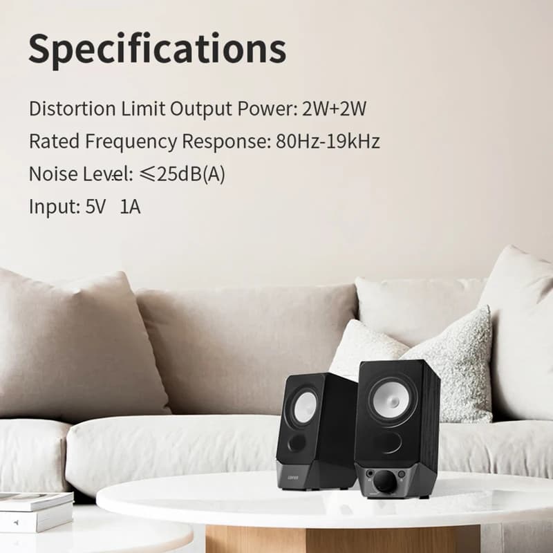 سماعات كمبيوتر Edifier R19BT مزودة ببلوتوث V5.3 مدخل AUX طاقة إخراج 2W+2W باس قوي USB-A لأجهزة الكمبيوتر المحمول والأجهزة اللوحية - 6