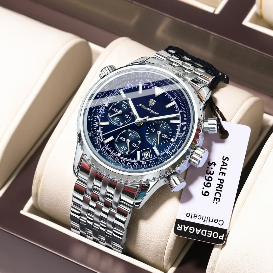 POEDAGAR Fashion Military Men's Watches Waterproof Luminous Date Chronograph Man Watch Stainless Steel Luxury Quartz Male Clock - 2