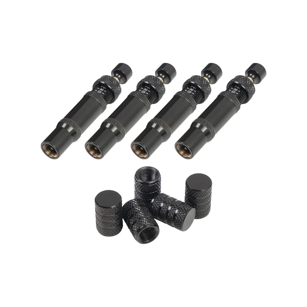 4pc Black Adjustable Auto-Stop Tire Air Down Kit Screw-on Tyre Deflator Tool For Offroad 4x4 Vehicle Accessories - 4