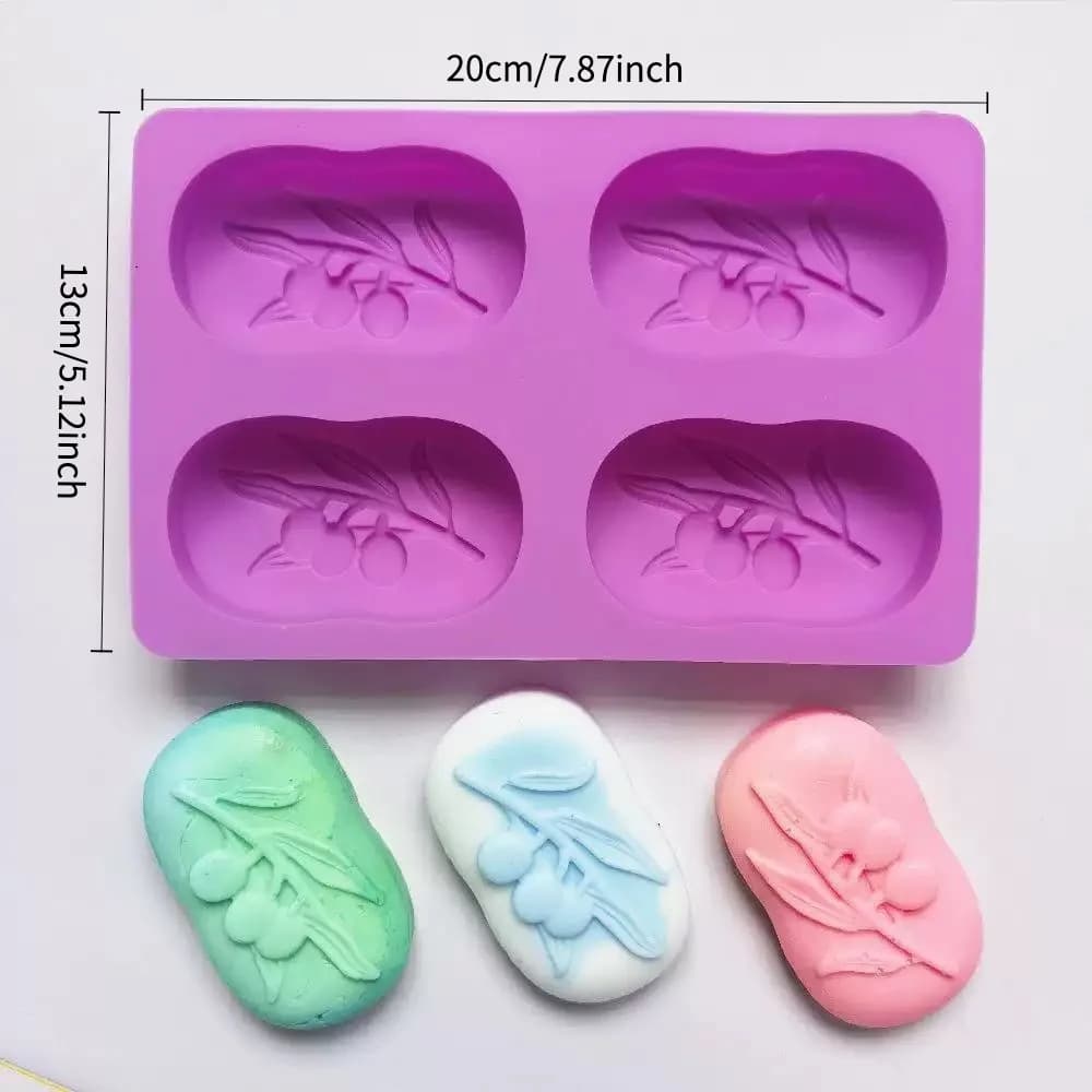 قالب صابون سيليكون على شكل شجرة زيتون بيضاوي 4 تجاويف، عدة صنع صابون يدوي، قالب شمع وكيك، مستلزمات حرف يدوية وديكور منزلي - 2