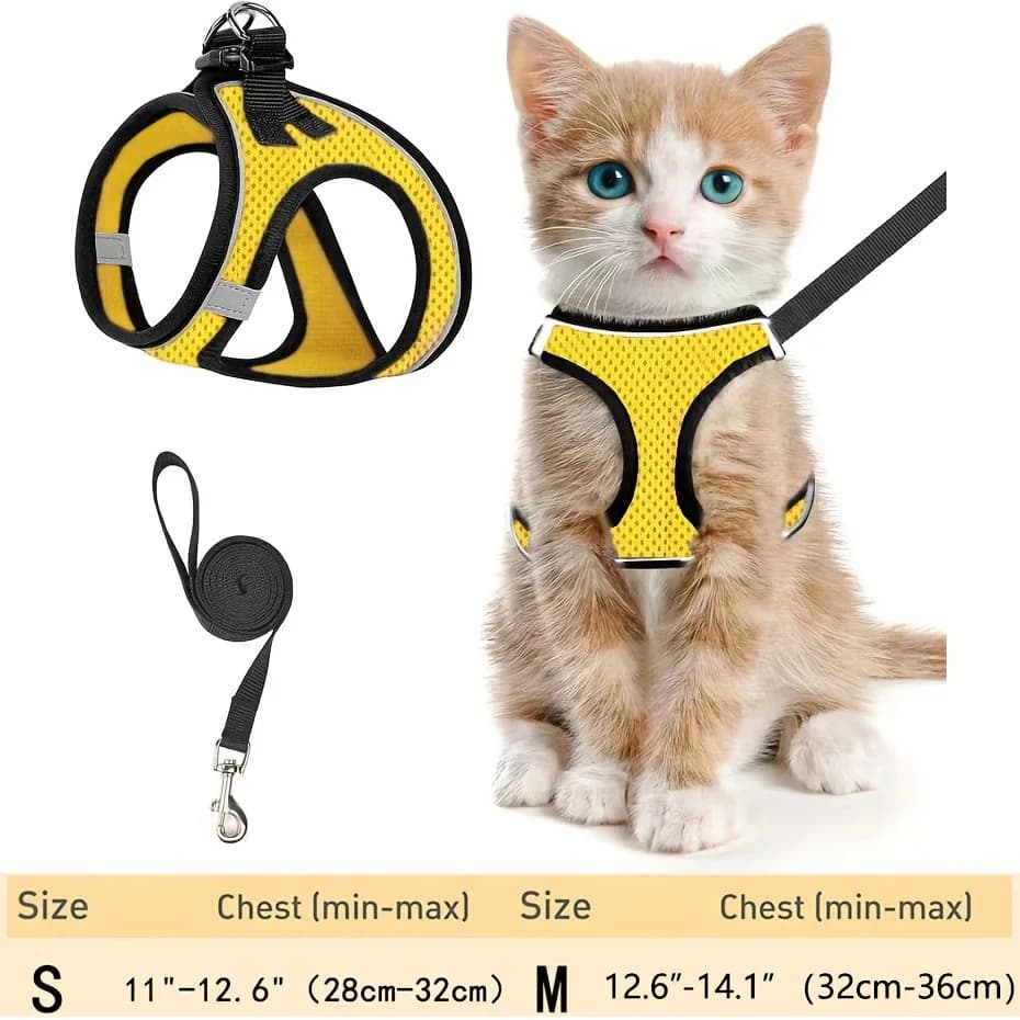 Escape-Proof Cat Harness & Leash Set: Reflective Soft Mesh Vest for Safe Outdoor Adventures with Your Kitten - 5