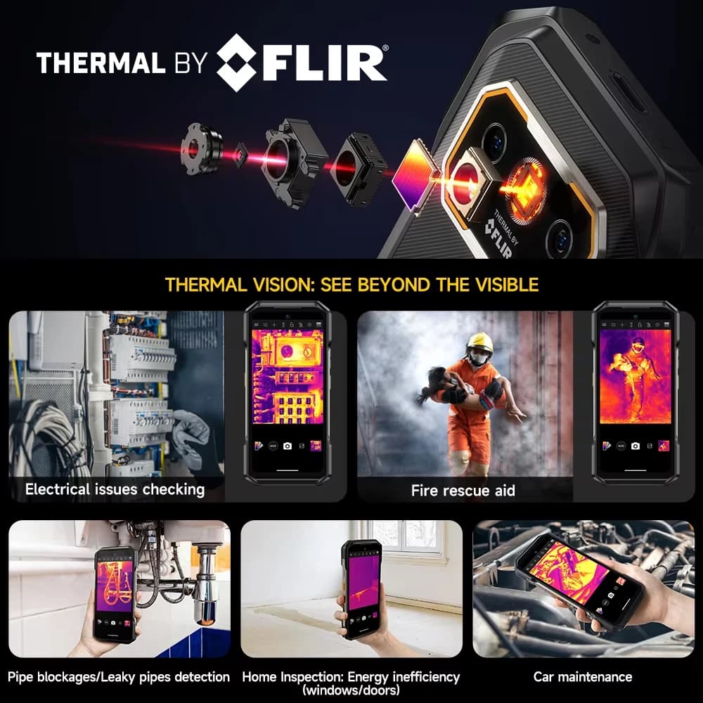 هاتف Ulefone Armor 27T Pro 5G بتقنية التصوير الحراري من FLIR® هاتف متين بطارية 10600mAh أندرويد 14 كاميرا 64 ميجابكسل شاشة 6.78 بوصة ذاكرة 24 جيجابايت + 256 جيجابايت يدعم NFC - 2