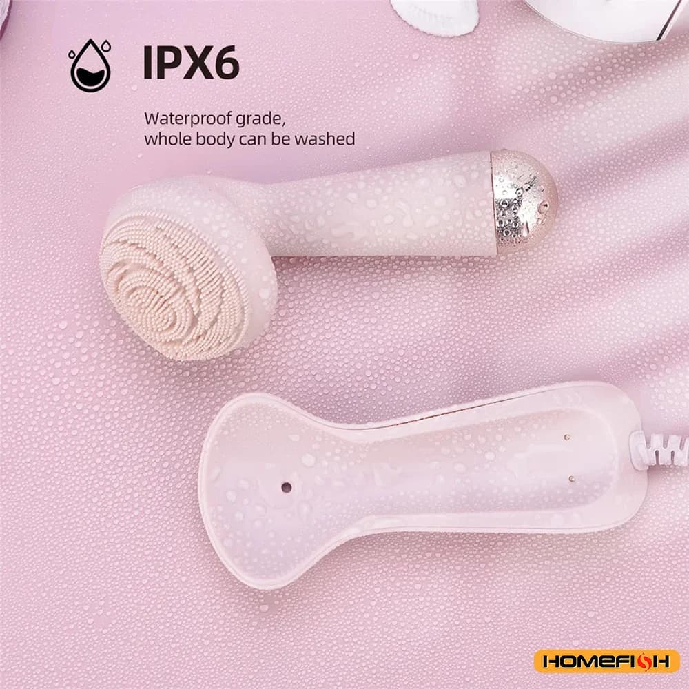 فرشاة تنظيف الوجه الكهربائية المصنوعة من السيليكون القابلة لإعادة الشحن - أداة تدليك الاهتزاز المقاومة للماء لتنظيف المسام العميقة