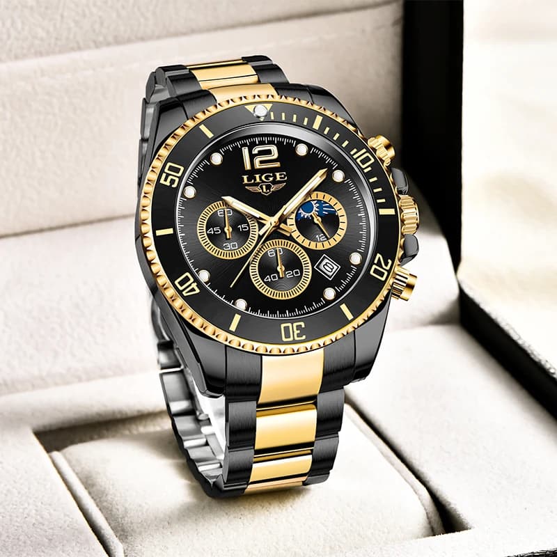 LIGE Men Watch Fashion Full Steel Military Waterproof Quartz Watches for Men Top Brand Luxury Military Chronograph Montre Homme - 3
