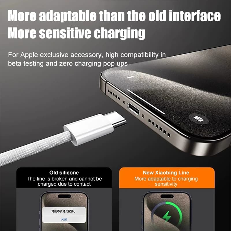 60W USB C Phone Cable For iPhone 16 15 17 Pro Max 17 Air Plus Fast Charging Type-C Charge Braided Cables USB to Type C Data Line - 3