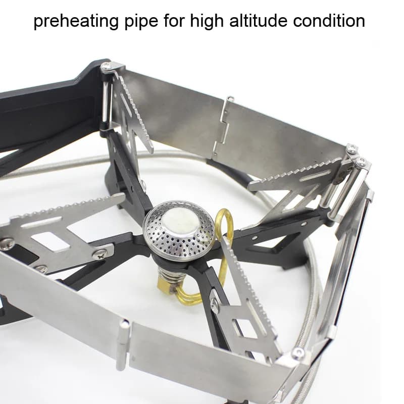 BRS-32 Double Head Gas Stove Portable Outdoor Camping Furnace Fire Switch Free Adjustable Control Cookware Set - 5