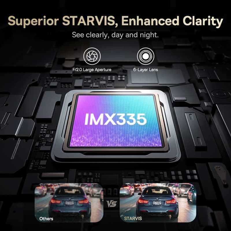 كاميرا داش Baseus VD1 Pro بدقة 4K و1080 بكسل، مع مستشعر سوني، ADAS، واي فاي 6، GPS، ورؤية ليلية STARVIS، ومراقبة وقوف السيارات 24 ساعة - 3