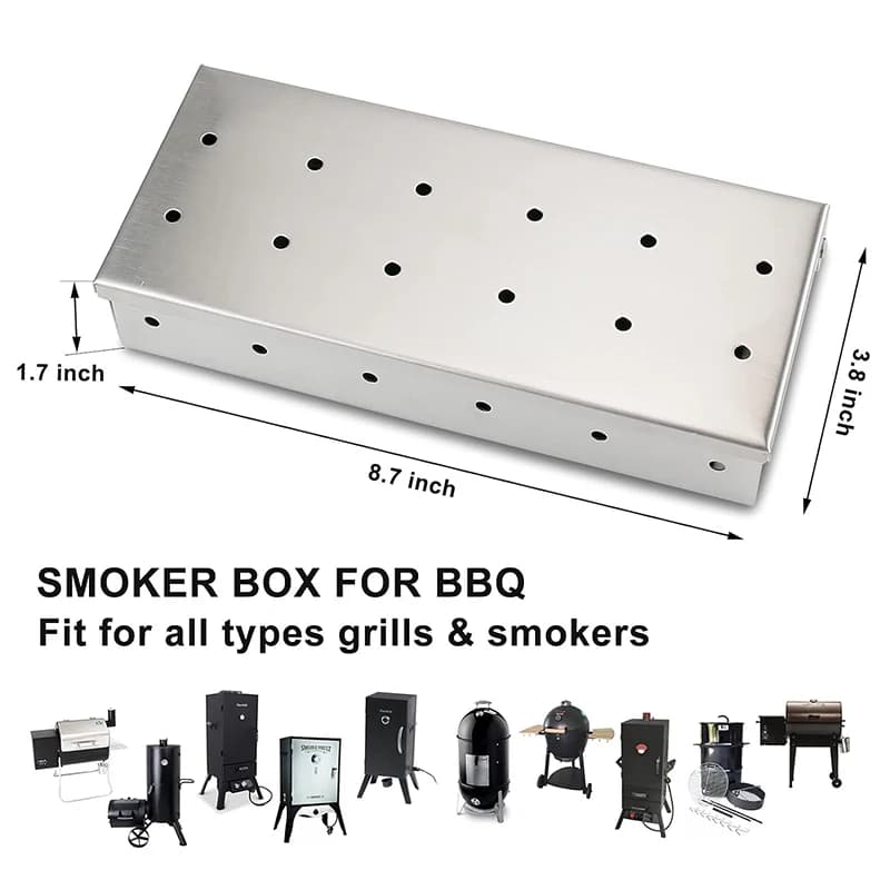 Smoker Box for Wood Chips Stainless Steel Bbq Grilling Accessories Won't Warp On Gas Grill or Charcoal Grill - 4