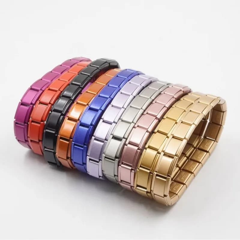 2025 New Men and Women Starry Colors 18 Pieces Italian Charm Fit 9mm Stainless Steel Modular Bracelet Wholesale Jewelry - 5
