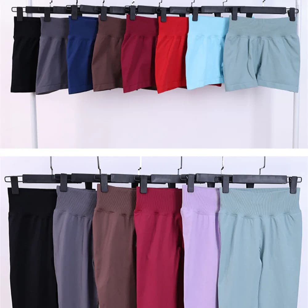 2/3PCS NoLogo Seamless DVision Yoga Set Women Workout Scrunch Leggings Strappy Sports Bra Fitness Gym Shorts Workout Suits XP65 - 6