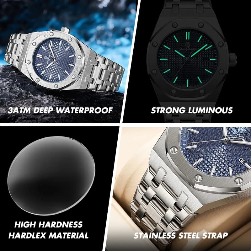 PAAZOMU Luxury Square Man Quartz Watch Waterproof Luminous Date Men's Watch High Quality Stainless Steel Business Men Watches - 2