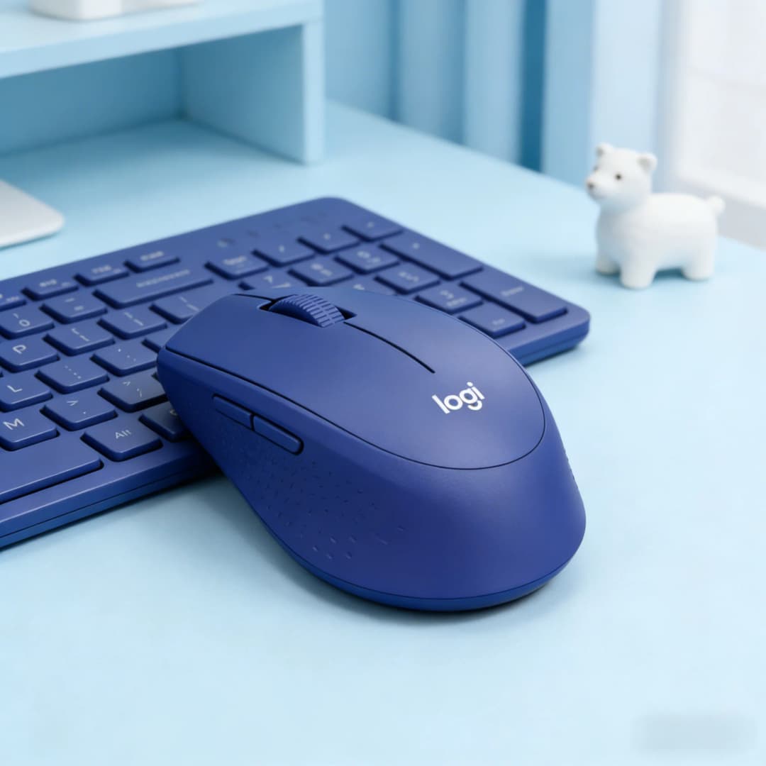 ماوس المكتب اللاسلكي الصامت Logitech M330، نطاق 10م، بطارية 24 شهر، محمول نقر هادئ للكمبيوتر المحمول