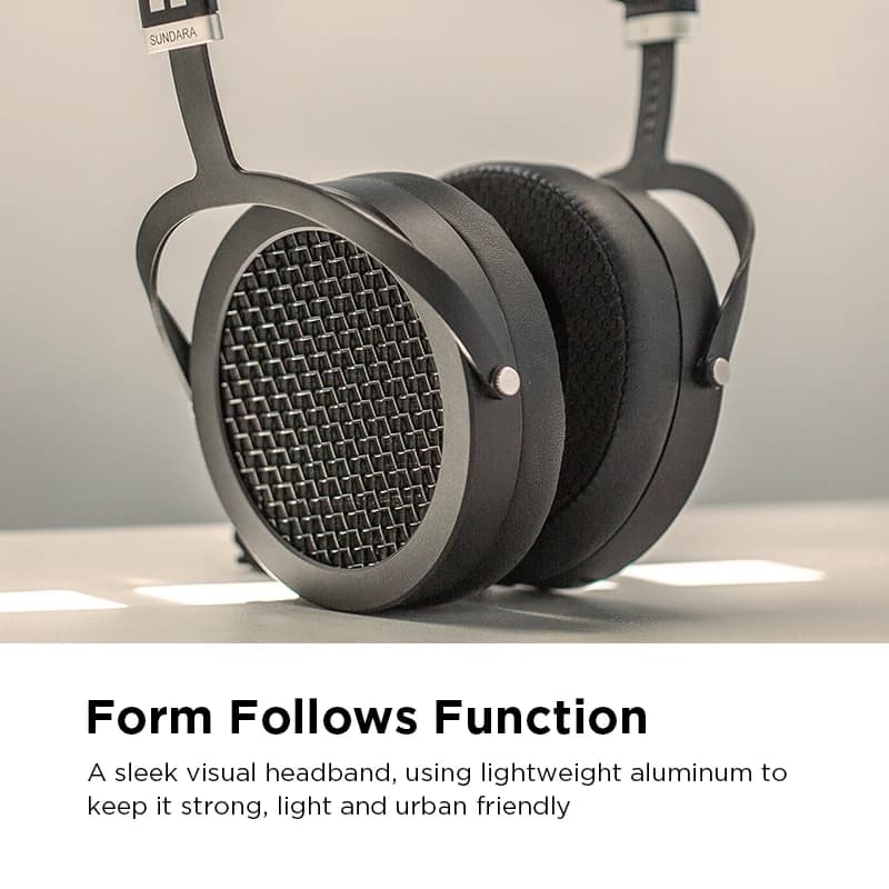 سماعات HIFIMAN SUNDARA فوق الأذن، كاملة الحجم، مغناطيسية مسطحة (أسود) مع تصميم عالي الدقة وغلاف معدني - 6
