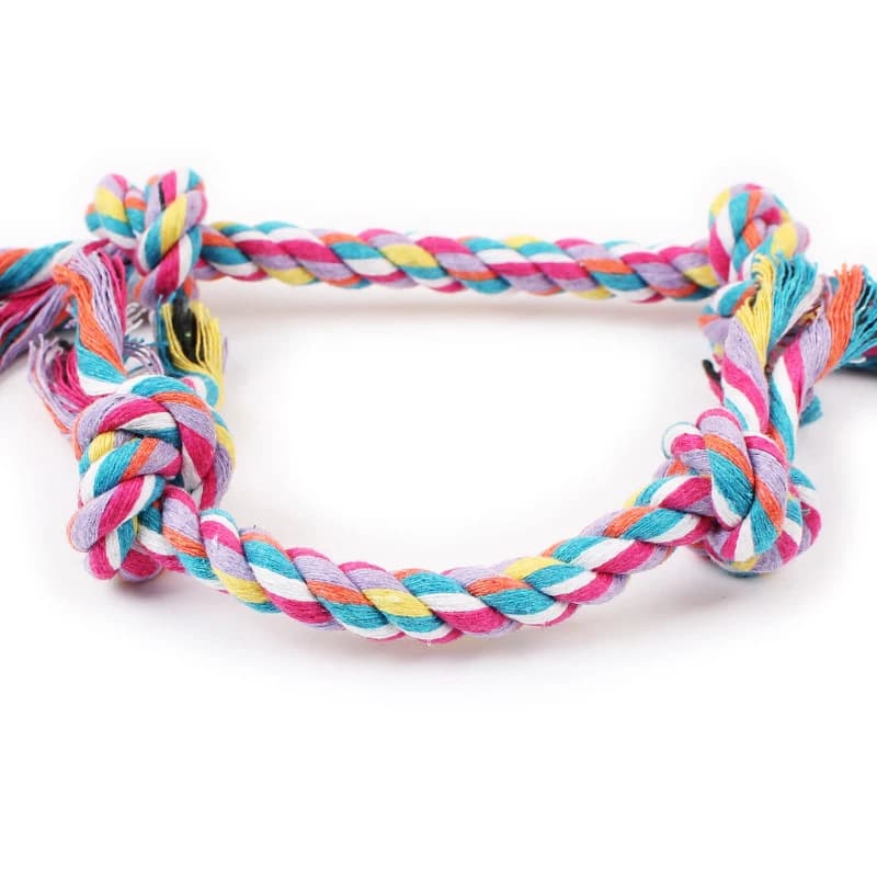 Random Color Pet Dog Toy Bite Rope Double Knot Cotton Rope Funny Cat Toy Bite Resistant and Sharp Teeth Pet Supplies Puppy Toys - 3