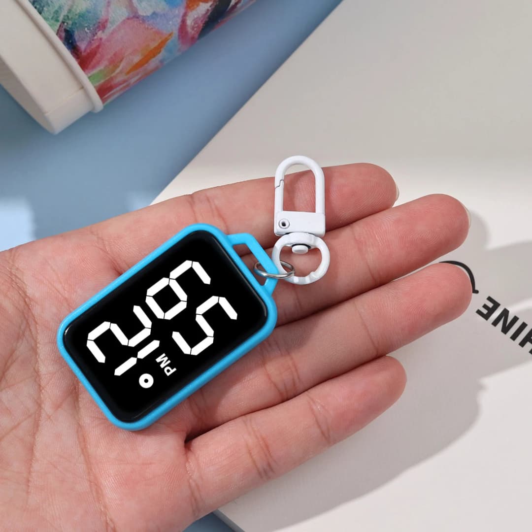 سلسلة مفاتيح LED، ساعة جيب، شاشة رقمية، ساعة إلكترونية، حقائب ظهر للطلاب، قلادة مفاتيح كرتون، ساعة معلقة صغيرة، هدية - 3