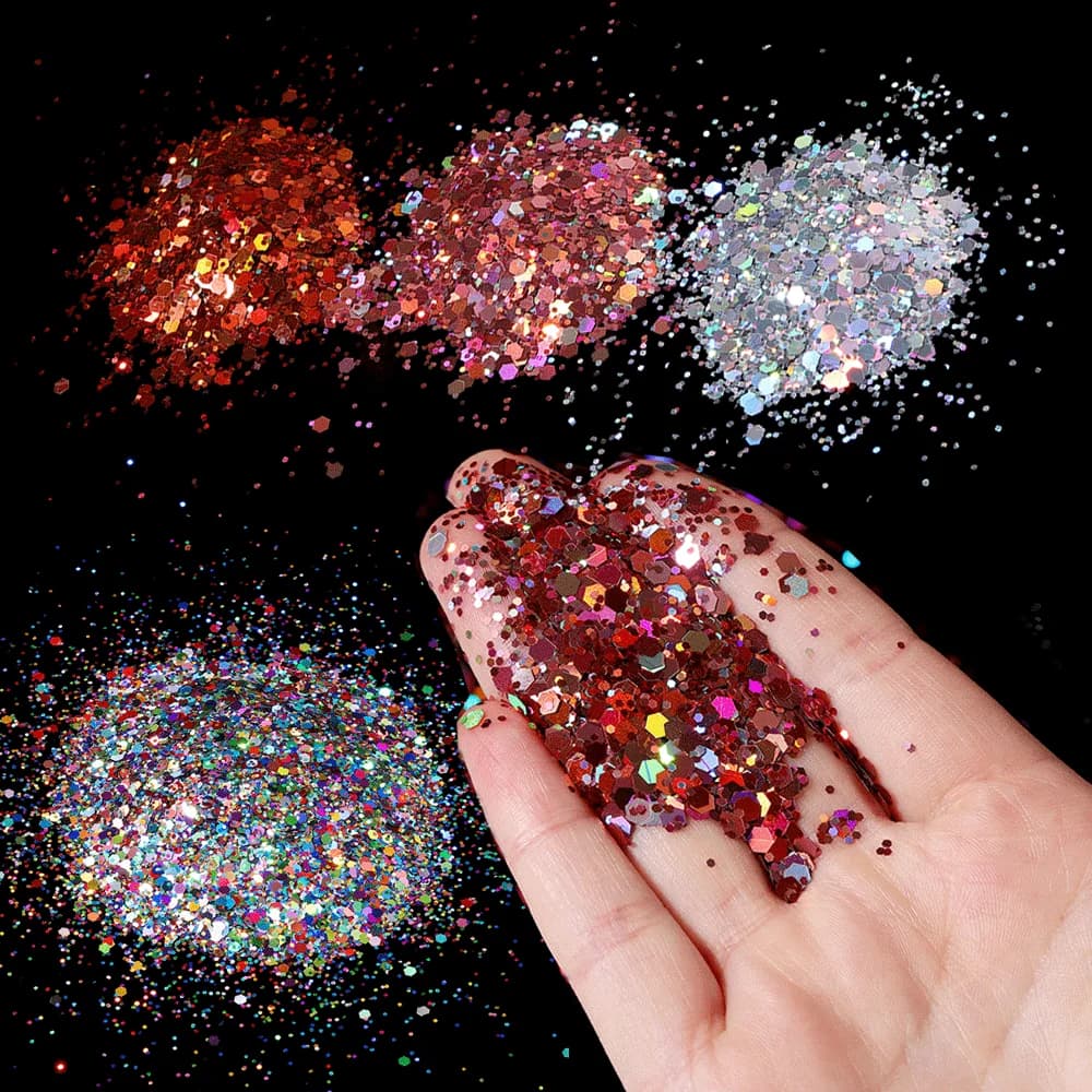 10g/Bag Holographic Hexagon Chunky Epoxy Resin Filler Laser Sparkly Sequins for DIY Epoxy Resin Nail Art Fillings Jewelry Making