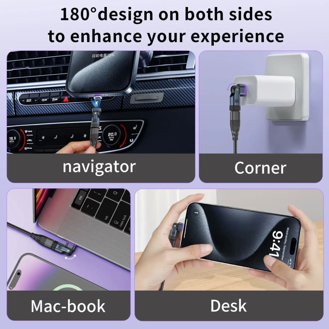 USLION 240 واط نوع C محول USB-C إلى نوع-C كابل شحن سريع المغناطيسي USB C أنثى محول لماك بوك آيفون 16 15 Xiaomi - 6