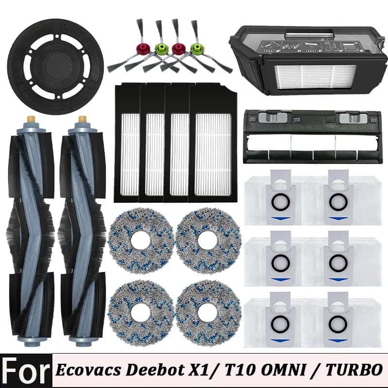 Ecovacs Deebot X1/ T10 OMNI / TURBO Accessories Robot Vacuum Cleaner Parts Mop Dust Bag Hepa Filter Main Side Brush Dustbin
