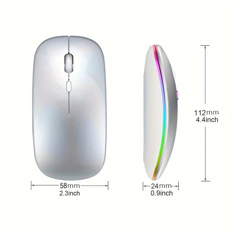 ماوس بلوتوث لاسلكي 2.4G وضع مزدوج ماوس قابل لإعادة الشحن RGB مريح نقر صامت لأجهزة الكمبيوتر المحمول والكمبيوتر اللوحي 3600DPI - 3