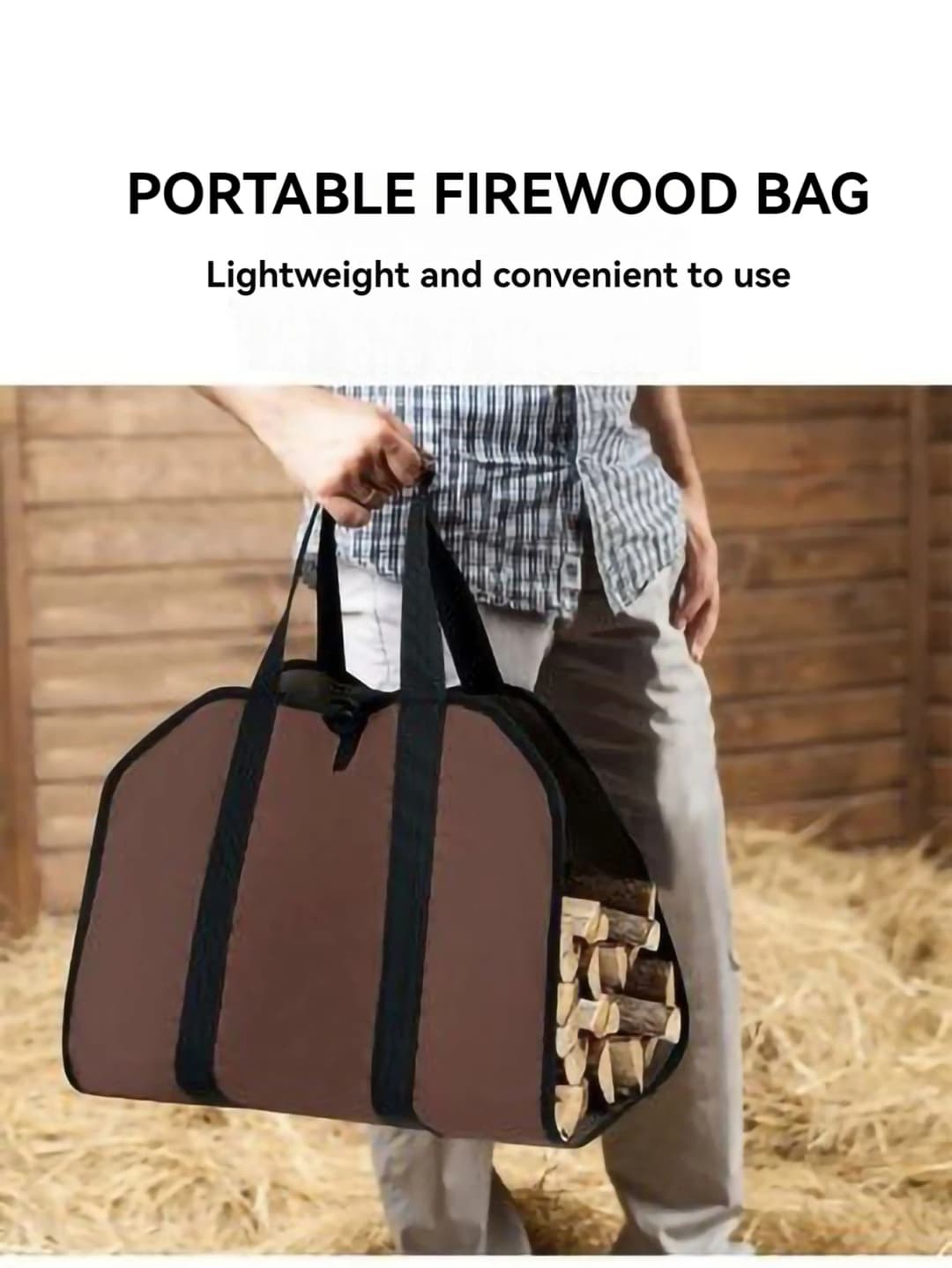 حقيبة حمل حطب، حامل حطب من القماش، كبير جداً ومتين لمواقد الحطب، مواقد الخشب، الحطب، السجلات، التخييم - 4
