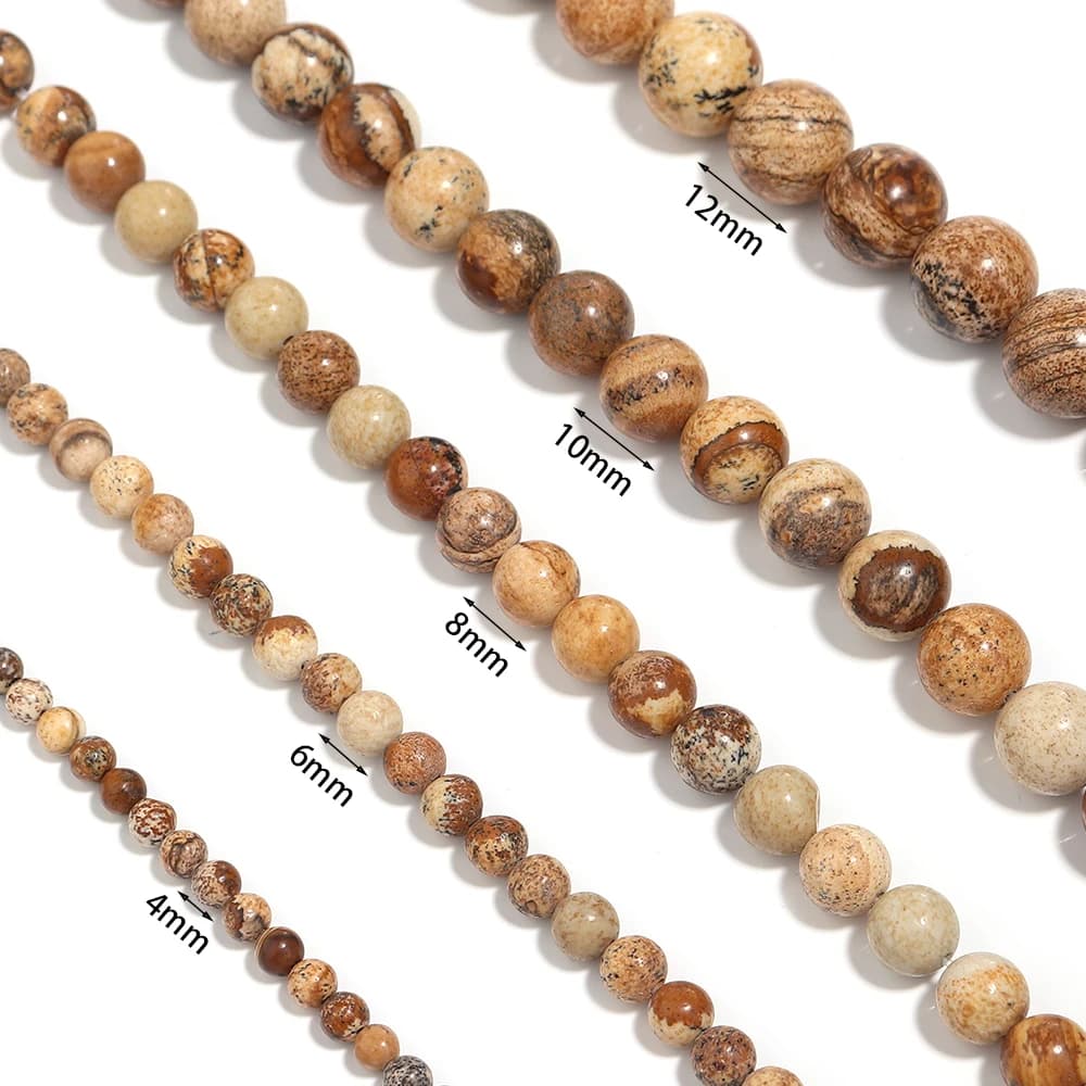 Natural Picture Jasper Stone Beads Round Gem Bead for Jewelry Making DIY Bracelets Necklace Beaded Accessories 4/6/8/10/12mm - 5