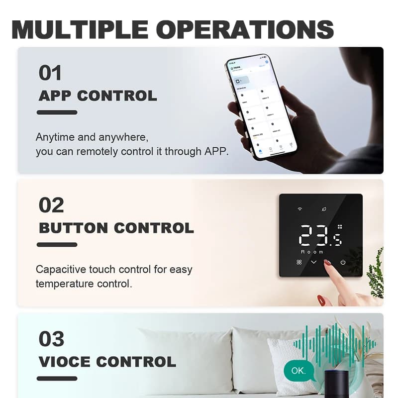 Smart Wireless Gas Boiler Thermostat Tuya WiFi Zigbee Daily Programmable Battery Powered Temperature Controller Alexa Google Hom - 3