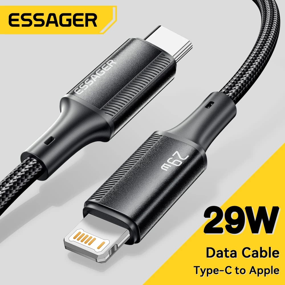 كابل إيساجر USB C لهاتف آيفون 14 و13 و12 و11 برو ماكس و8 بلس - شحن سريع 20 واط - كابل Type C إلى Lightning لنقل البيانات متوافق مع آيباد وماك بوك
