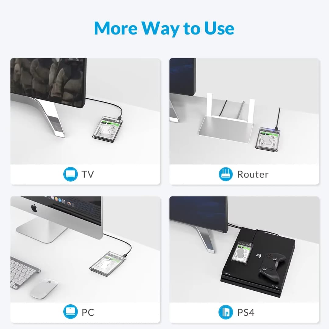 ORICO USB3.0 Type-C غطاء قرص صلب خارجي 2.5 بوصة SATA إلى USB3.0 بسرعة 5 جيجابت في الثانية مع دعم UASP بدون أدوات لإكسسوارات الكمبيوتر - 4