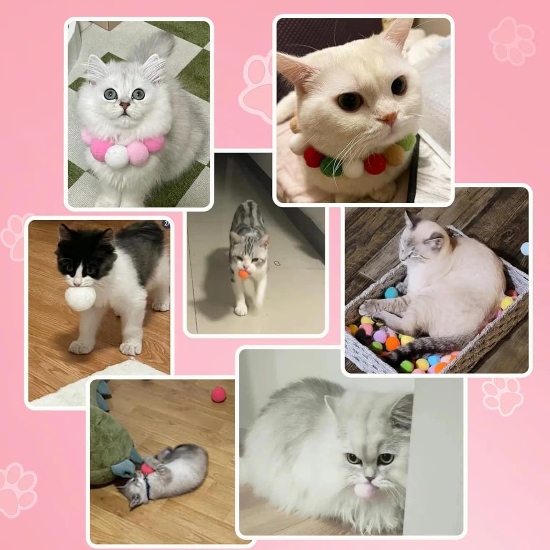 98/198pcs 3cm Colorful Plush Cat Teaser Toy Balls Chew Durable Cat Toy Balls Cat Training Toy Balls For Cat ZSY - 6