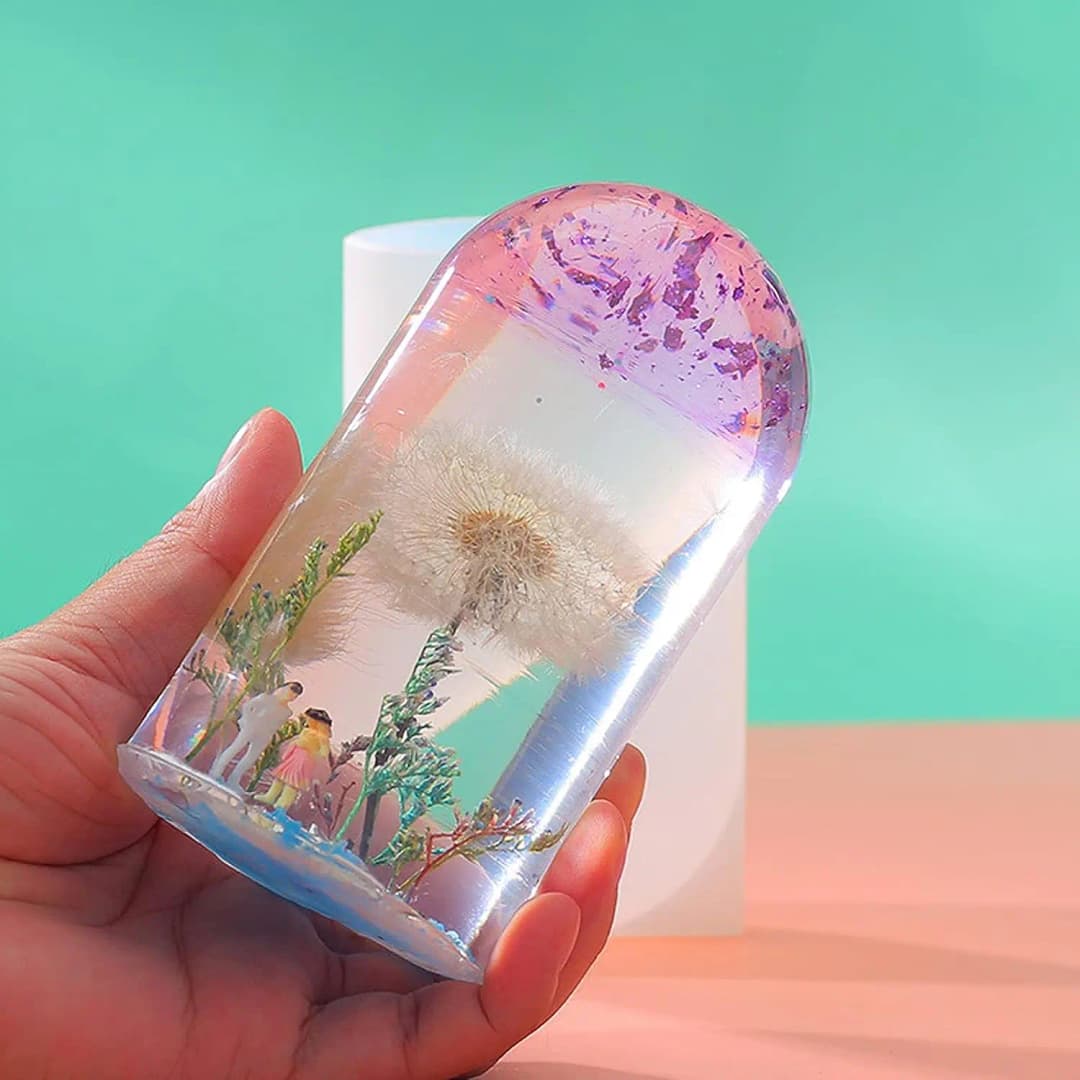 DIY Crystal Epoxy Resin Mold Led Night Light Ornament Spherical Lamp Holder Cylindrical Silicone Mold - 5