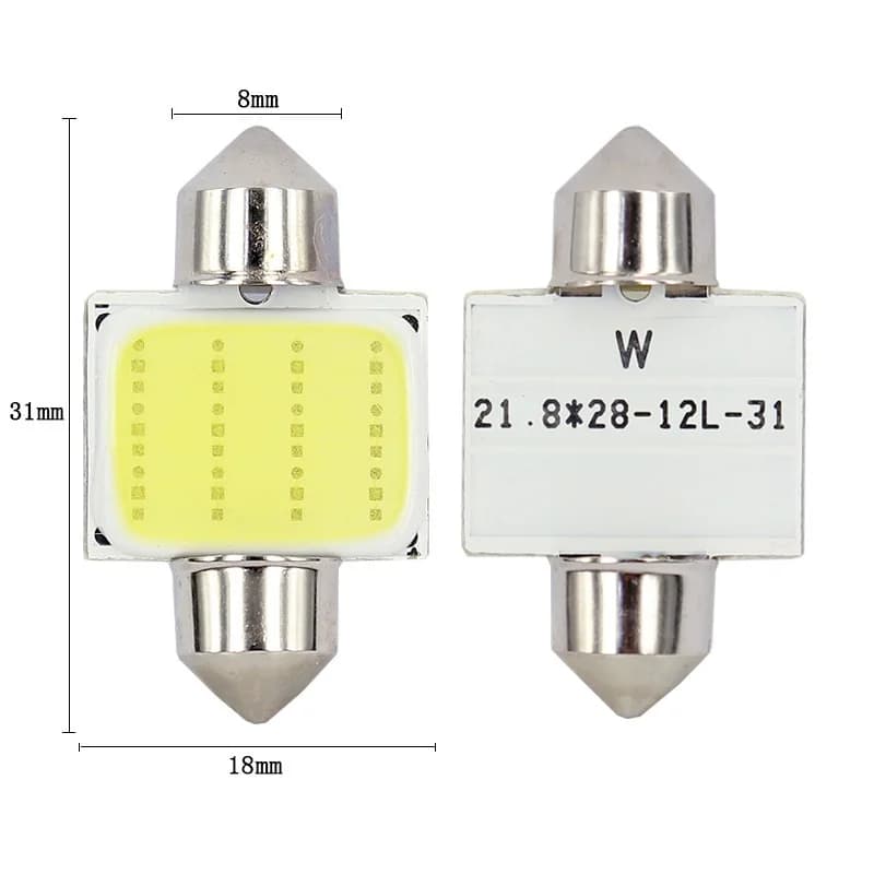 1x C10W C5W LED COB Festoon 31mm 36mm 39mm 41/42mm 12V White bulbs for cars License plate Interior Reading Light 6500K 12SMD - 2