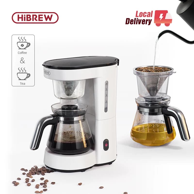HiBREW 3 في 1 ماكينة قهوة أمريكية بالتنقيط ماكينة قهوة زجاجية بغطاء إبريق شاي ساخن 750 مل H12